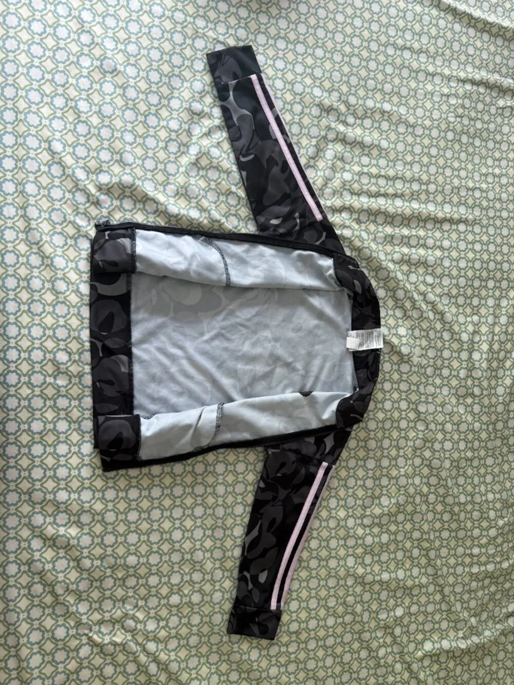adidas Girls Size 5 Floral Track Suit Jacket Jogger Pants Black Gray Pink